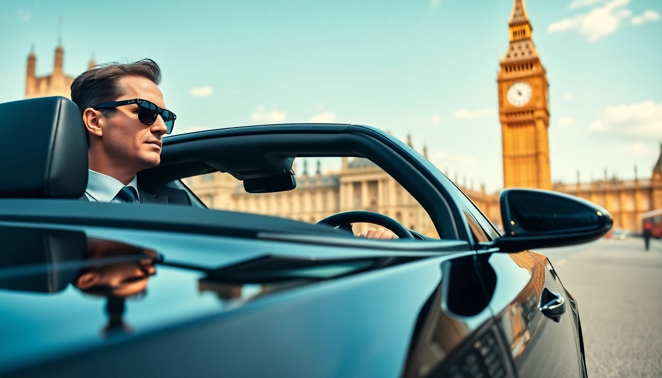 Experience luxury with chauffeur service london in a stylish car near iconic London sights.