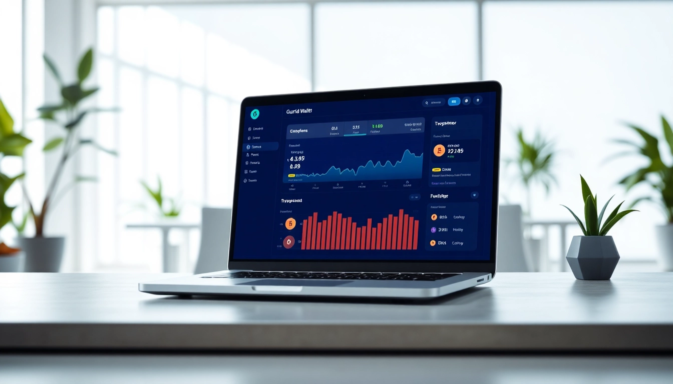 User managing assets with guarda wallet application on a modern digital interface.